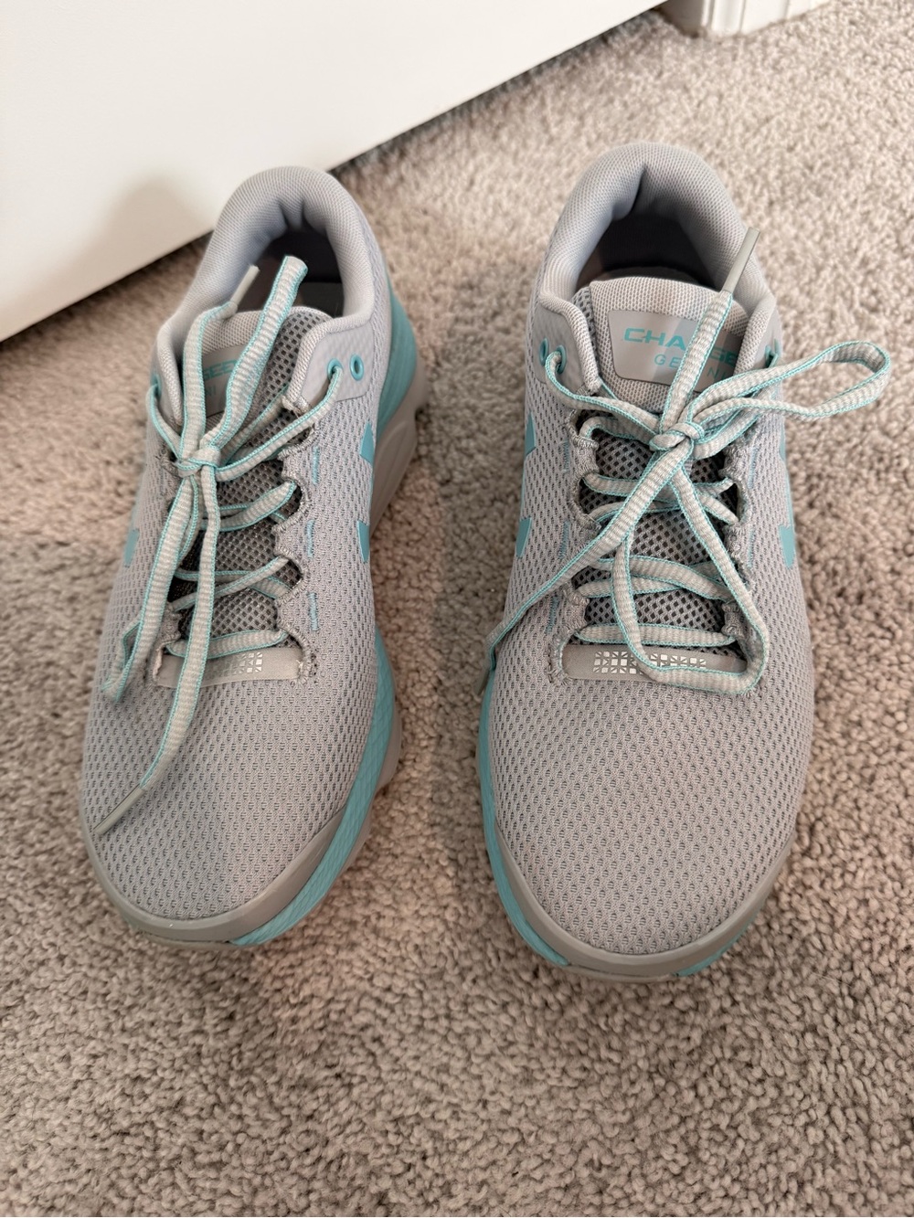 Under Armour Gray and Teal Women's Mesh Trainers - Picture 2 of 4